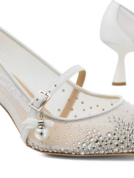 Pantofi cu toc Jimmy Choo Jimmy Choo Mesh And Leather Pumps WHITE/CRYSTAL Femei (BM 18901911) 3