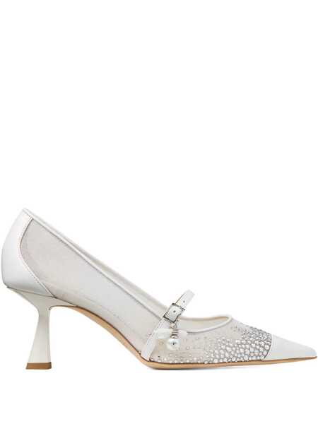 Pantofi cu toc Jimmy Choo Jimmy Choo Mesh And Leather Pumps WHITE/CRYSTAL Femei (BM 18901911) 1