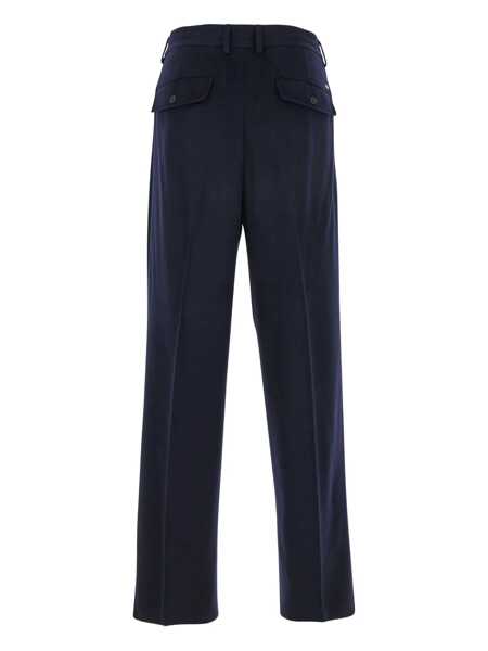 Pantaloni Emporio Armani Blue Trousers With Belt Loops And Back Logo Plaque In Wool Man BLUE Barbati (BM 18902517) 2