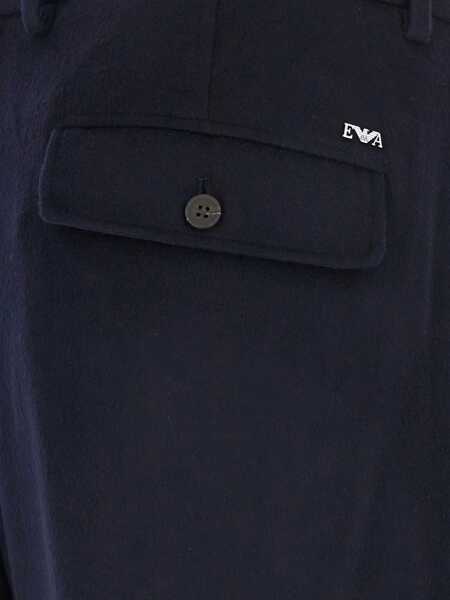 Pantaloni Emporio Armani Blue Trousers With Belt Loops And Back Logo Plaque In Wool Man BLUE Barbati (BM 18902517) 3