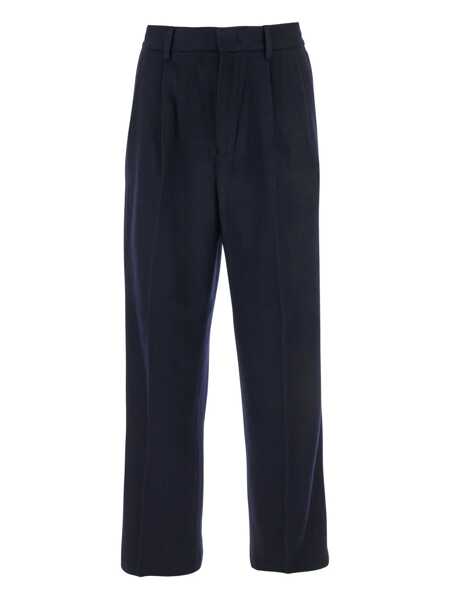 Pantaloni Emporio Armani Blue Trousers With Belt Loops And Back Logo Plaque In Wool Man BLUE Barbati (BM 18902517) 1