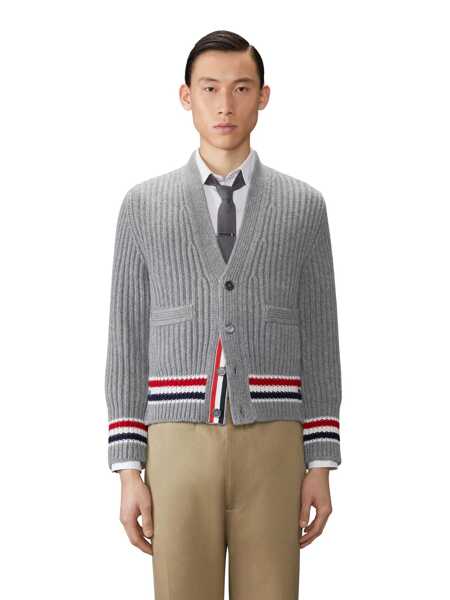 Cardigane Thom Browne Thom Browne Rwb Tape Cardigan GRAY Barbati (BM 18903663) 2
