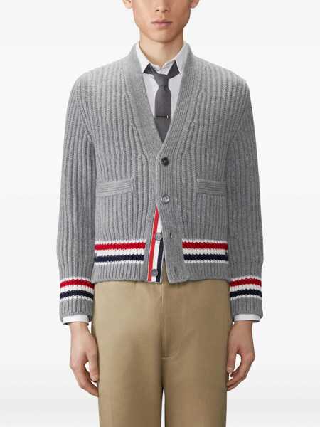 Cardigane Thom Browne Thom Browne Rwb Tape Cardigan GRAY Barbati (BM 18903663) 1