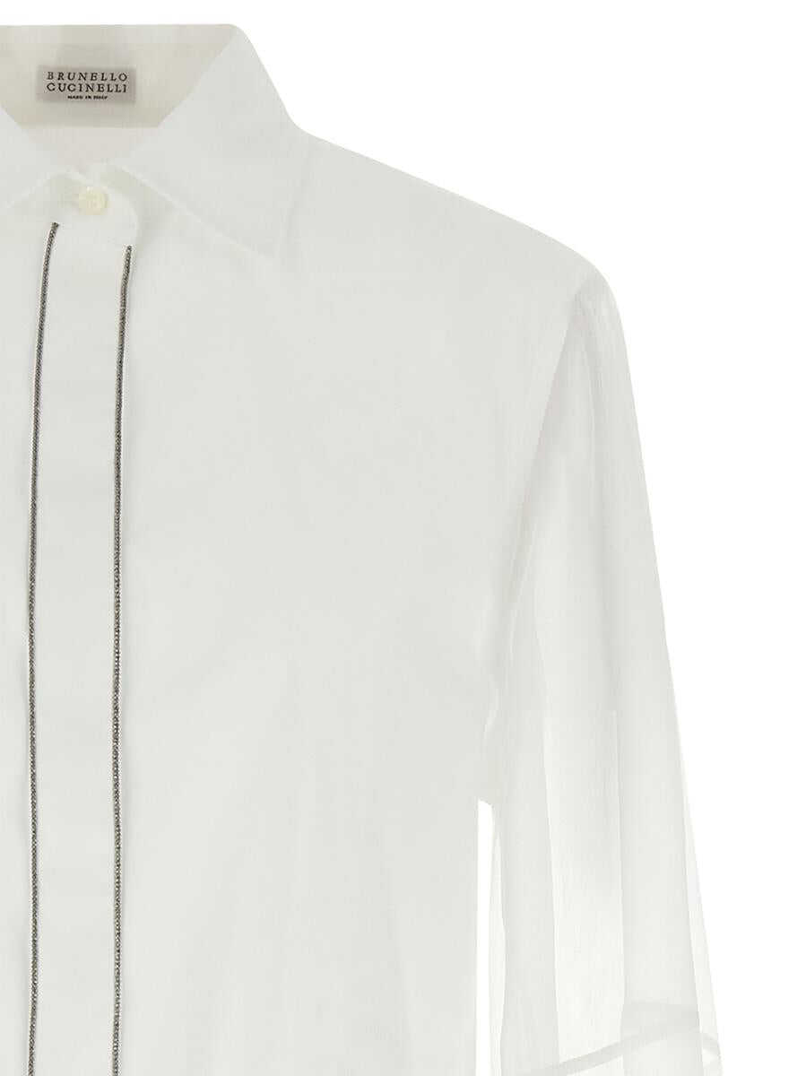 Camasi Brunello Cucinelli Brunello Cucinelli Double Layer Shirt WHITE Femei (BM 18903726) 3