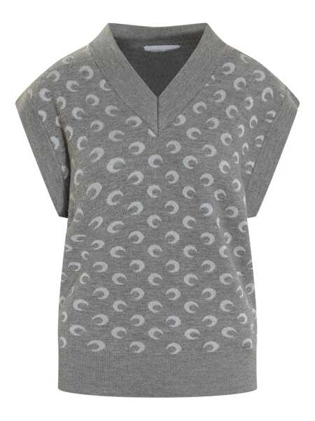 Geci MARINE SERRE Marine Serre Vest With Moon Print And V-Neckline By Marine Serre GREY Barbati (BM 18904329) 1
