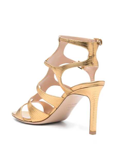 Pantofi cu toc Tom Ford Gold Colored Sandals With Adjustable Straps And Medium Heel In Leather  Woman GREY Femei (BM 18904458) 3
