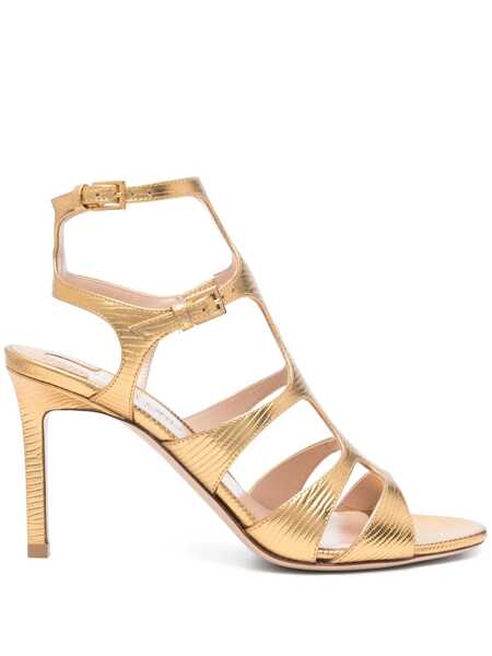 Pantofi cu toc Tom Ford Gold Colored Sandals With Adjustable Straps And Medium Heel In Leather  Woman GREY Femei (BM 18904458) 1
