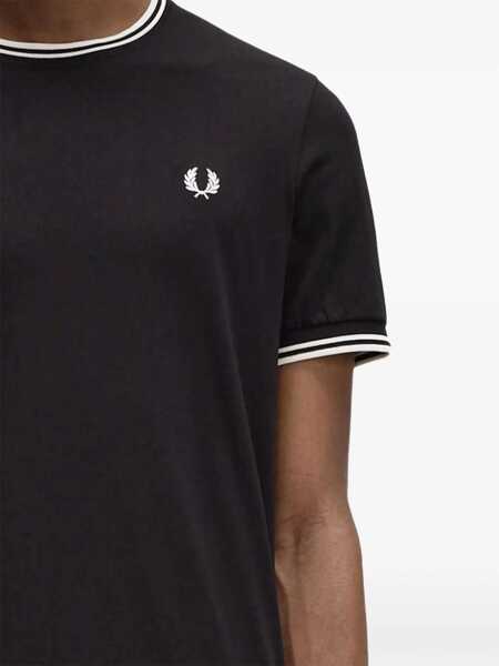 Tricouri Fred Perry Double Stripe T-Shirt WHITE Barbati (BM 18904906) 2