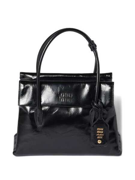 Genti de mana Miu Miu Miu Miu Borsa A Mano Vitello Shine Black Femei (BM 18906747) 1