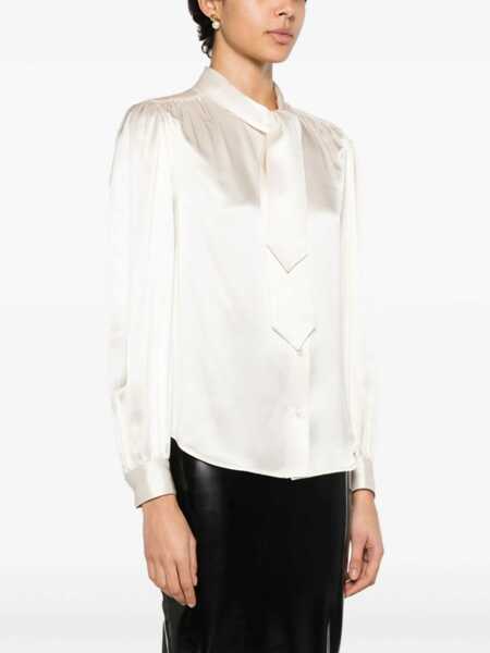 Camasi Saint Laurent Saint Laurent Lavalliere Silk Shirt WHITE Femei (BM 18906825) 3