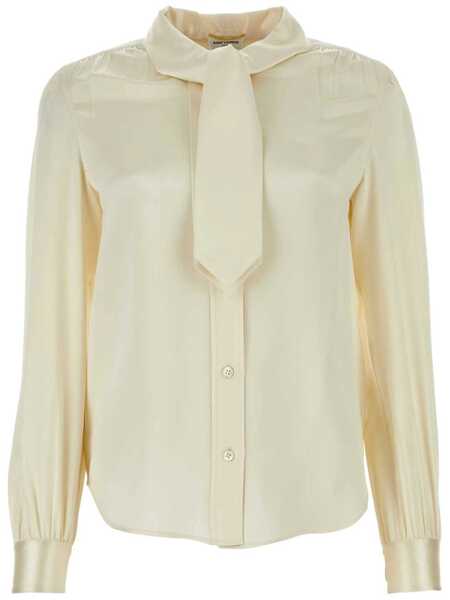 Camasi Saint Laurent Saint Laurent Lavalliere Silk Shirt WHITE Femei (BM 18906825) 1