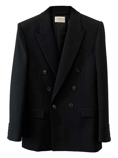 Sacouri Saint Laurent Saint Laurent Cassandre Wool Blazer Black Femei (BM 18907173) 1