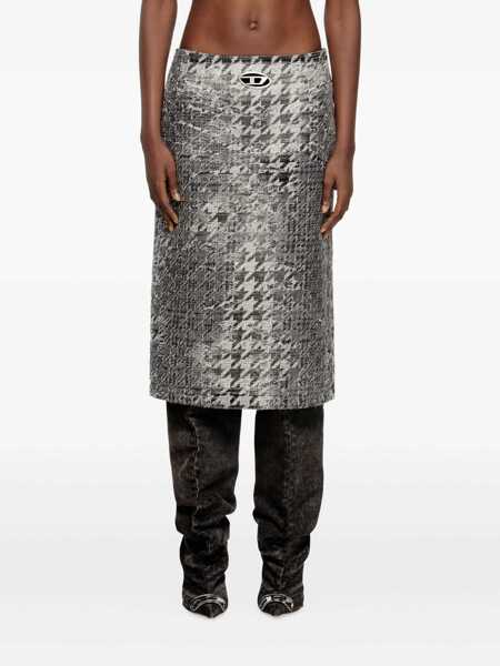 Fuste Diesel Diesel Diesel Pied De Poule Effetto Destroyed Sheath Skirt Black Femei (BM 18907431) 3