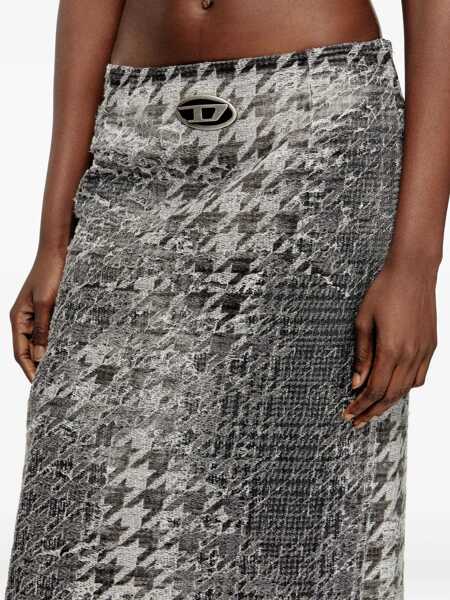 Fuste Diesel Diesel Diesel Pied De Poule Effetto Destroyed Sheath Skirt Black Femei (BM 18907431) 5