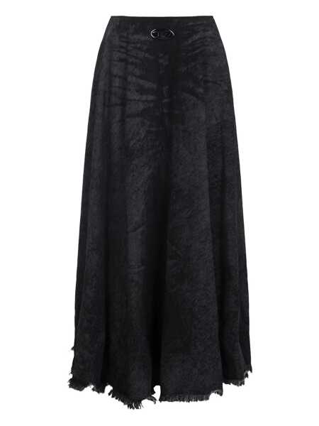 Fuste Diesel Diesel Diesel Longuette Skirt In Fur Effect Fabric Black Femei (BM 18907437) 2