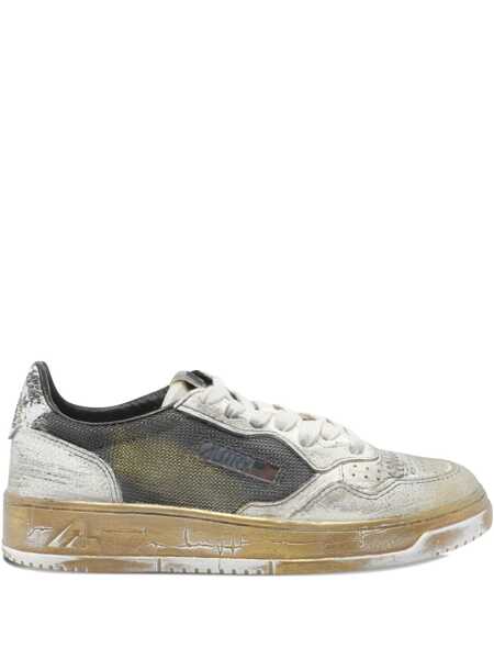 Sneakers AUTRY Autry Medalist Low Super Vintage Grey White And Gold Leather And Mesh Sneakers WHITE, GRAY, GOLD Femei (BM 18907569) 1