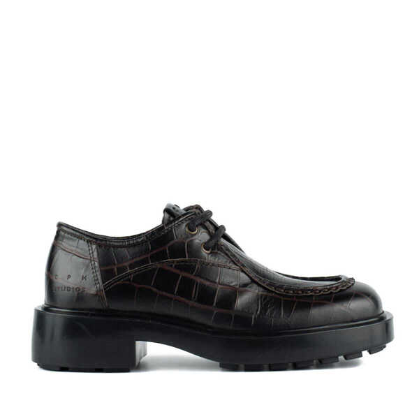 Pantofi Copenhagen Copenhagen Brown Leather Shoe With Crocodile Print BROWN Femei (BM 18907938) 1