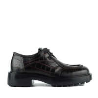 Pantofi Copenhagen Brown Leather Shoe With Crocodile Print Femei