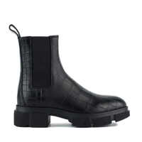 Bocanci Copenhagen Black Smooth Leather Croco Boot Femei