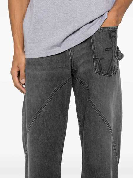 Blugi JW Anderson Grey Jeans With Logo Patch On The Front And Embroidered Logo On The Pocket In Cotton Man GREY Barbati (BM 18908130) 5