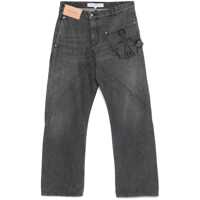 Blugi JW Anderson Grey Jeans With Logo Patch On The Front And Embroidered Logo On The Pocket In Cotton Man
