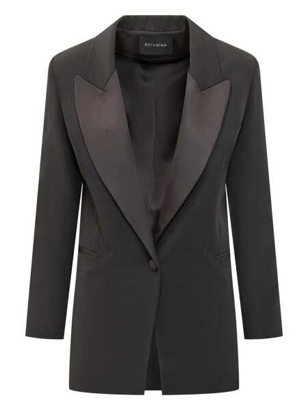 Sacouri ACTUALEE Actualee Actualee Black Blazer With Satin Rever Black Femei (BM 18908412) 1