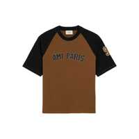 Tricouri Polo AMI Paris Brown And Black Cotton T-Shirt Barbati