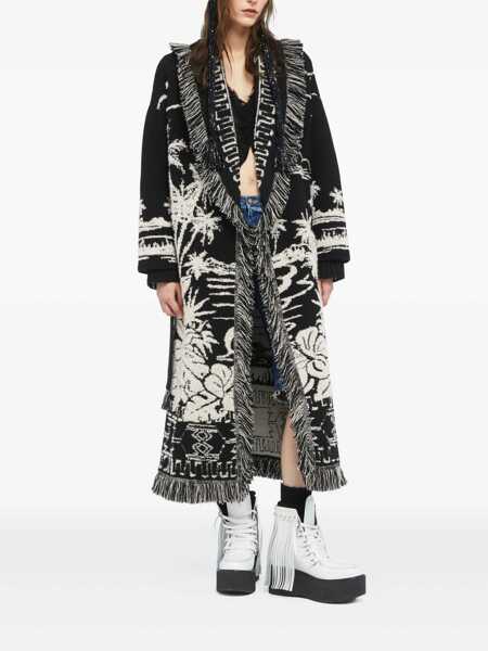 Cardigane ALANUI Alanui Alanui Long Jacquard Cardigan With Fringes Black Femei (BM 18909024) 2