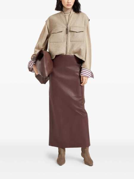 Fuste Brunello Cucinelli Brunello Cucinelli Column Long Skirt Red Femei (BM 18909279) 2