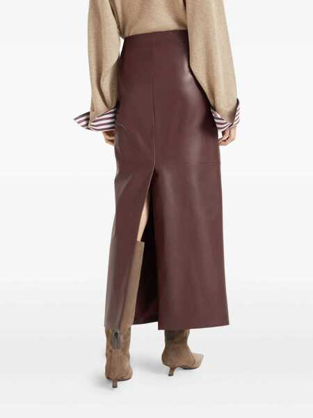 Fuste Brunello Cucinelli Brunello Cucinelli Column Long Skirt Red Femei (BM 18909279) 4