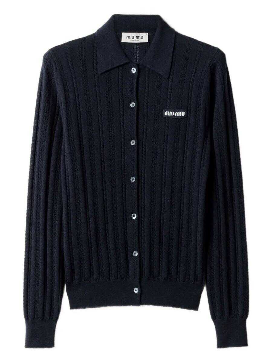 Pulovere Miu Miu Miu Miu Maglieria Cashmere Traforo F.18 Blue Femei (BM 18909291) 1