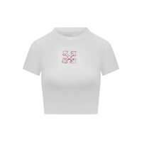 Tricouri Off-White Off-White White Crop T-Shirt With Arrows Logo Femei