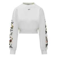 Pulovere Off-White Off-White Crop White Sweatshirt With Floral Details Femei