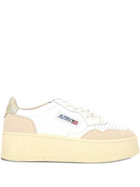 Sneakers AUTRY Autry Platinum And White Suede And Leather Medalist Platform Sneakers BEIGE, WHITE Femei (BM 18909726) 1