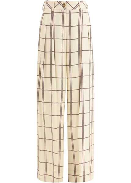 Pantaloni casual CRIDA MILANO Travel twill Pants OFFWHITE / BORDEAUX Femei (BM 18910747) 1