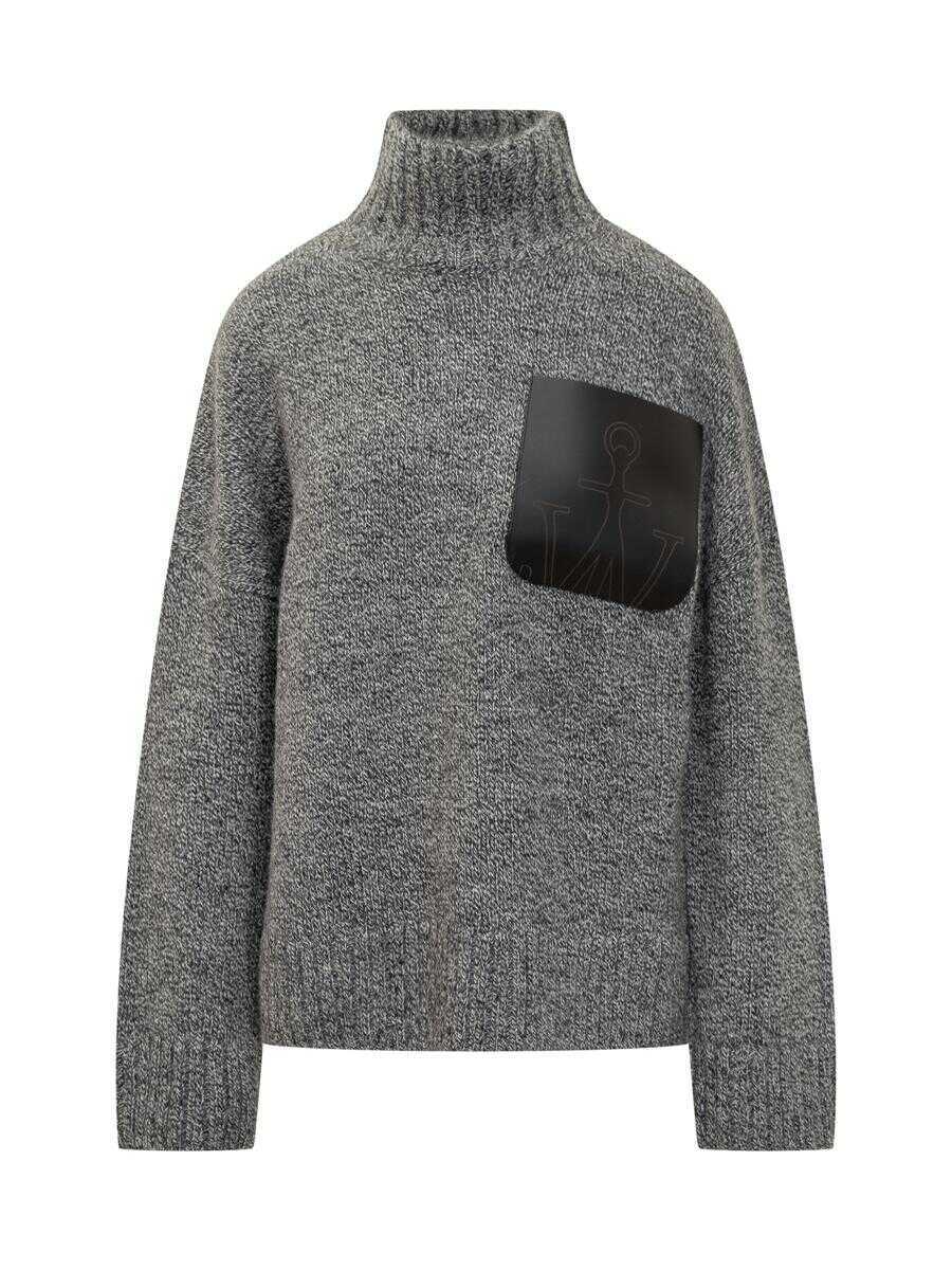 Pulovere JW Anderson JW Anderson Jw Anderson Sweater With Leather Pocket GREY Femei (BM 18912129) 1