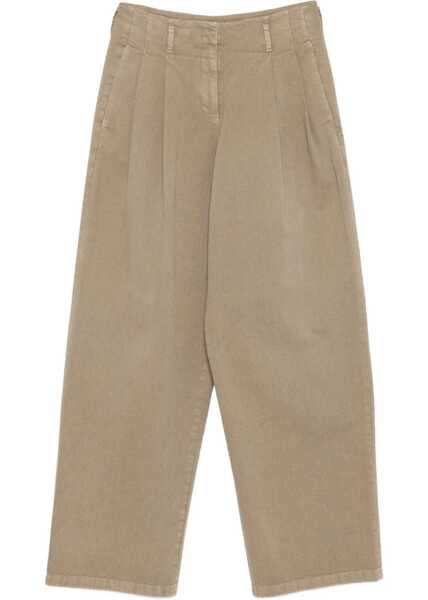 Pantaloni casual Golden Goose Cotton Pants BROWN Femei (BM 18912682) 1