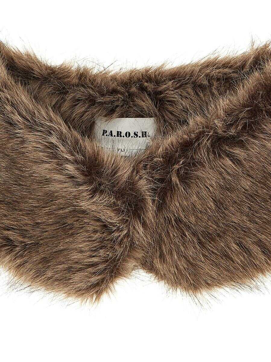 Esarfe P.A.R.O.S.H. P.A.R.O.S.H. Faux Fur Collar BROWN Femei (BM 18918426) 3