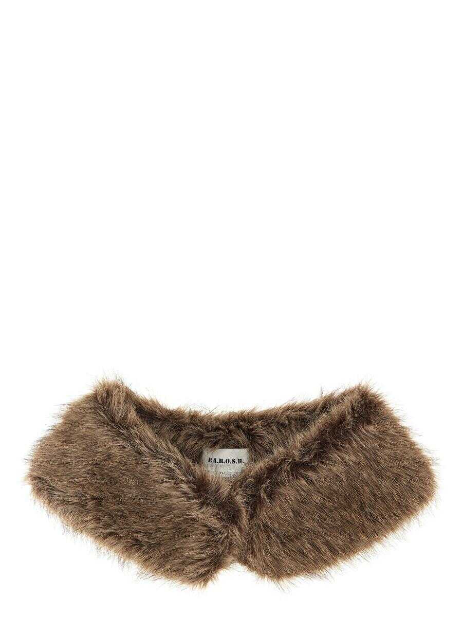 Esarfe P.A.R.O.S.H. P.A.R.O.S.H. Faux Fur Collar BROWN Femei (BM 18918426) 1