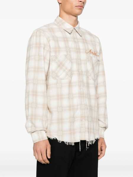 Camasi casual AMIRI Plaid flannel Shirt LIGHT CAMEL Barbati (BM 18920596) 3