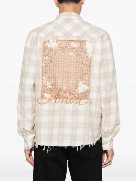 Camasi casual AMIRI Plaid flannel Shirt LIGHT CAMEL Barbati (BM 18920596) 4