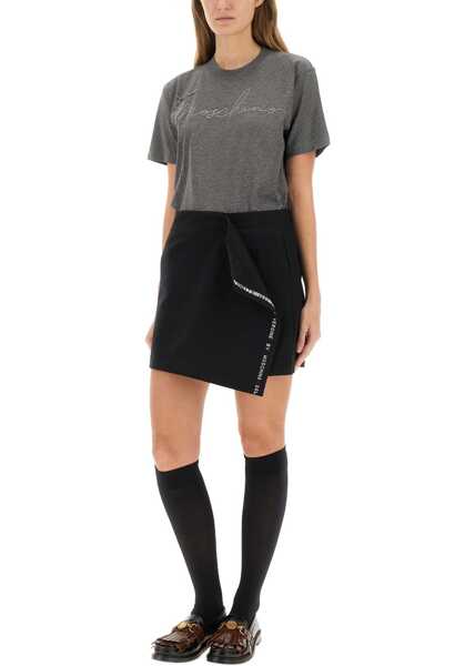 Tricouri Moschino T-Shirt With Embroidered Logo GREY Femei (BM 18920890) 2