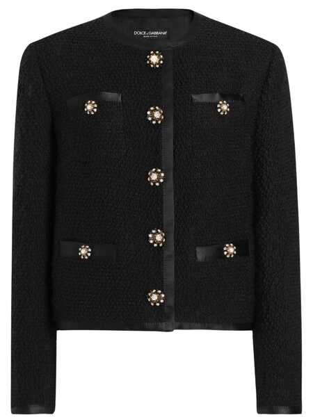 Geci Dolce & Gabbana Dolce & Gabbana Wool Blend Tweed Jacket Black Femei (BM 18921807) 1