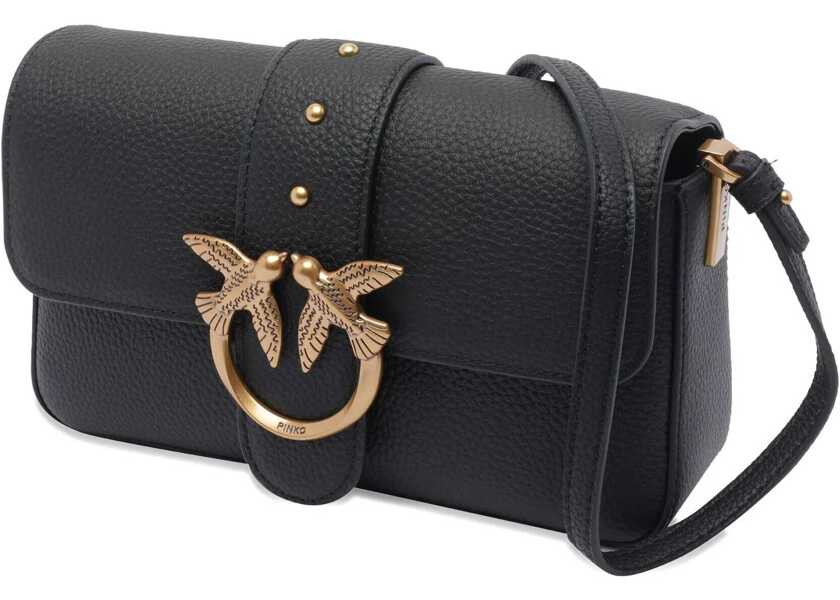 Genti de umar Pinko Love leather Shoulder Bag NERO/ANTIQUE Femei (BM 18922708) 4