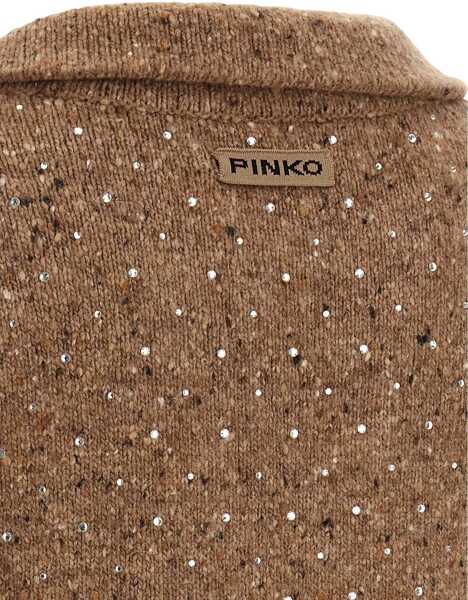 Pulovere Pinko V-neck Sweater with rhinestones MULTI CAMMELLO/BIANCO Femei (BM 18922714) 4