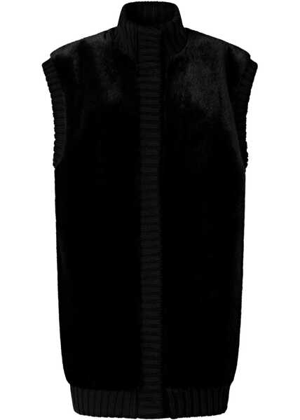 Jachete Pinko Long Vest in faux fur NERO LIMOUSINE Femei (BM 18922771) 1