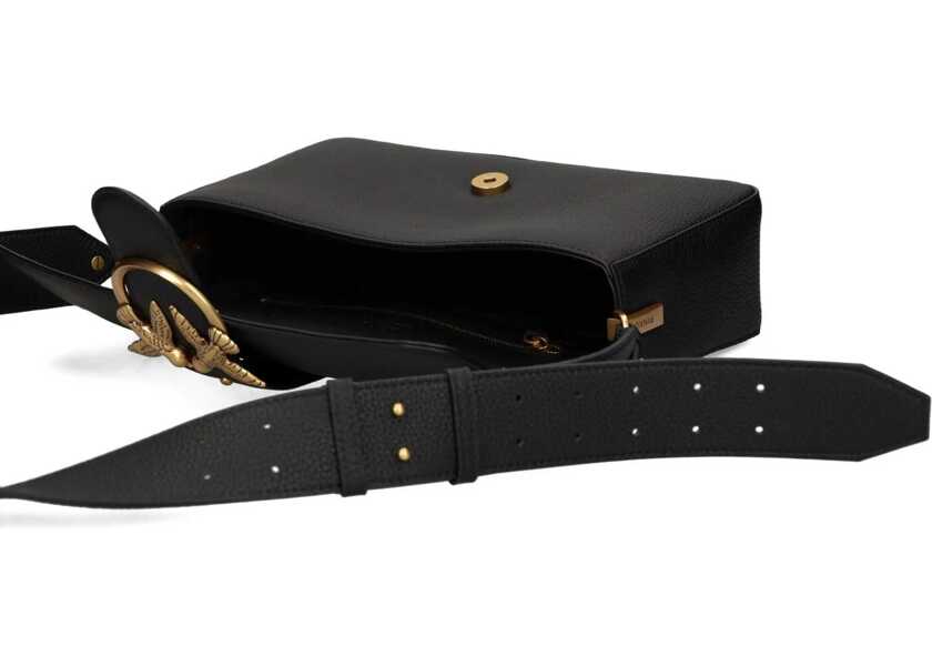 Genti de umar Pinko Love leather Shoulder Bag NERO-ANTIQUE GOLD Femei (BM 18922798) 4