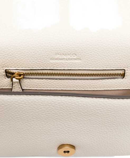 Genti de umar Pinko Love leather Shoulder Bag BIANCO SETA-ANTIQUE GOLD Femei (BM 18922804) 5