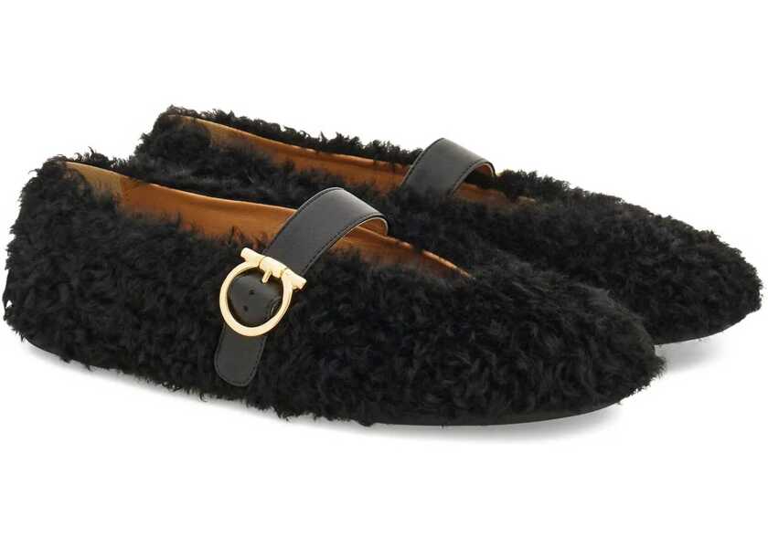 Balerini Ferragamo Gancini-embellished Ballerinas BLACK Femei (BM 18922951) 2