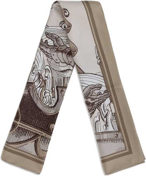 Esarfe Burberry Knight Engraving print silk Scarf TAUPE BEIGE Barbati (BM 18923026) 2